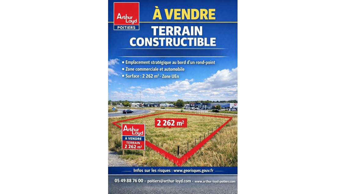 Vente terrain constructible 2262m² Grand Poitiers
