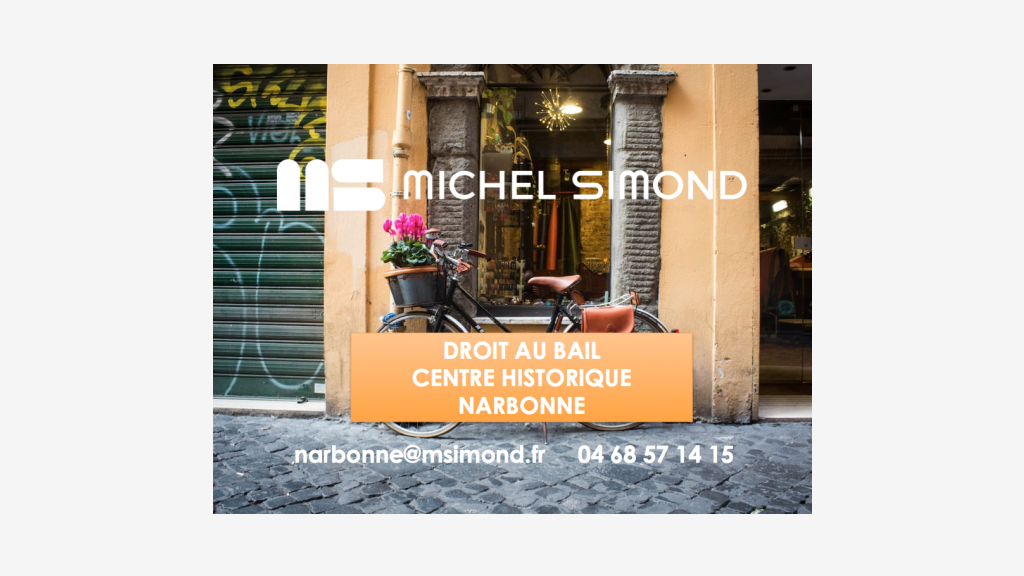 Droit au bail local lumineux 50m² Narbonne centre