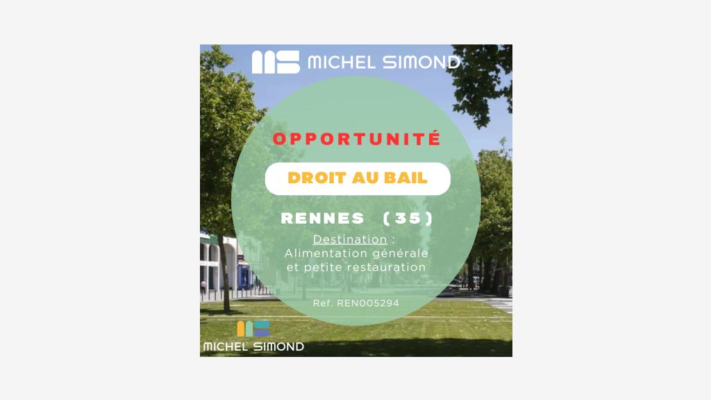 Droit au bail boutique 70m² empl N°1 à Rennes