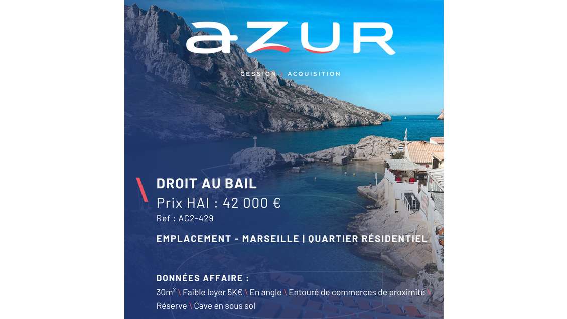 VENTE Droit au bail Epicerie en angle à Marseille