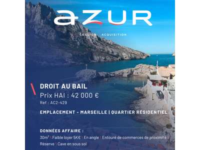 Cession droit au bail Locaux commerciaux - Boutiques à Marseille