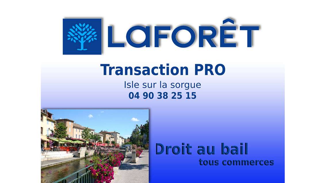 Cession droit au bail local 33m² l'Isle-sur-Sorgue