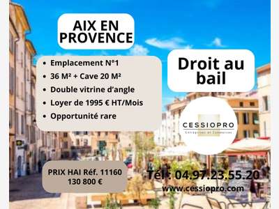 Droit au bail local d'angle 56m² à Aix-en-Provence
