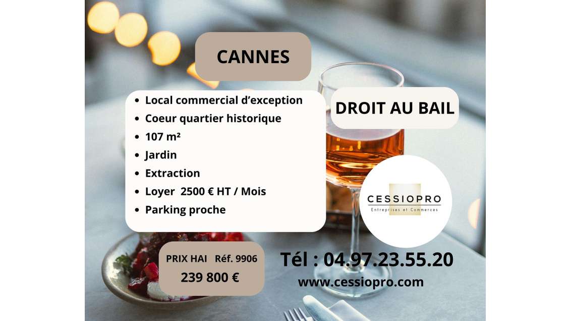 DAB local d'exception atypique 107m² à Cannes