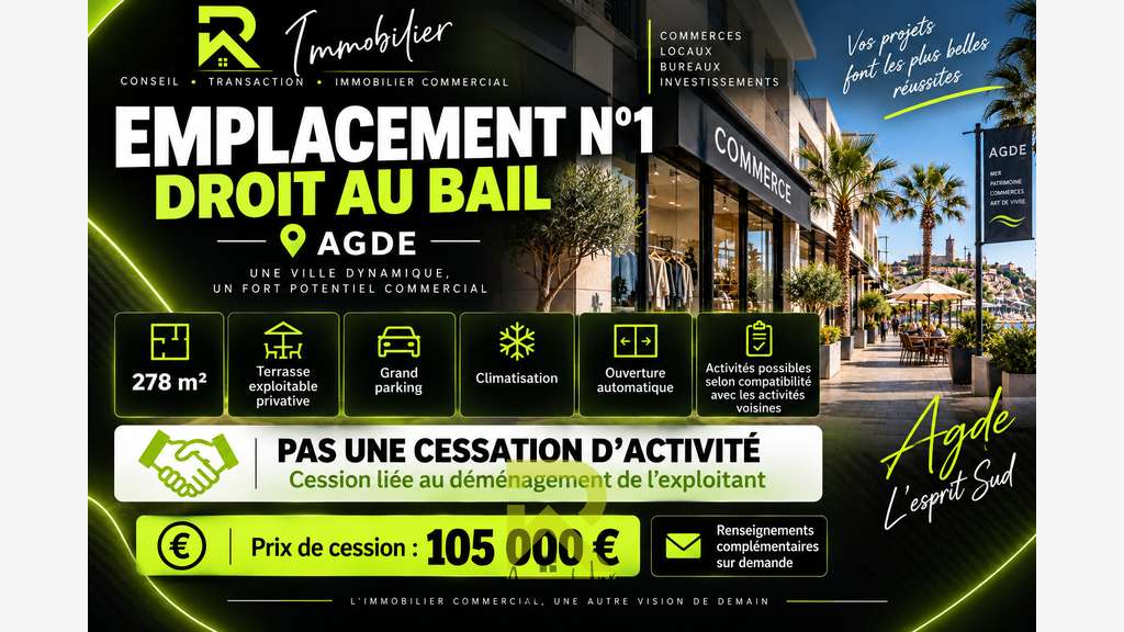 AGDE DROIT AU BAIL EMPLACEMENT N°1