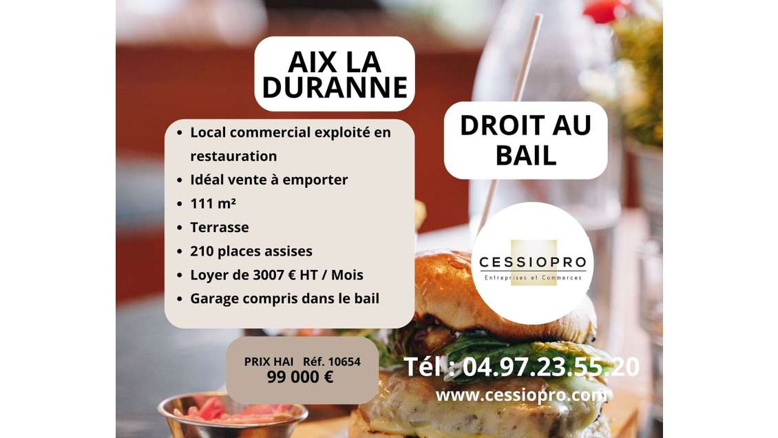Cession droit au bail restaurant à Aix-en-Provence
