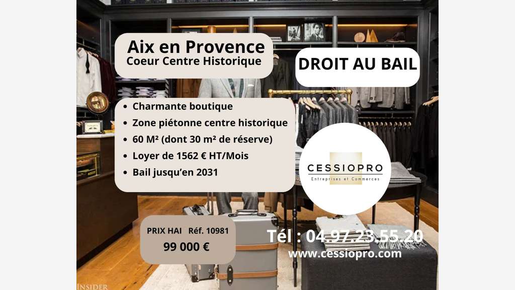 A vendre droit au bail commerce prêt-à-porter Aix