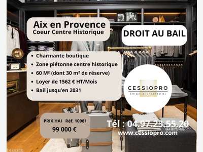 A vendre droit au bail commerce prêt-à-porter Aix