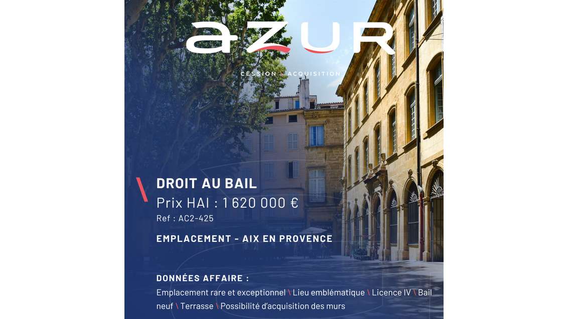 VENTE Droit au bail 370m² emplacement n°1 à Aix