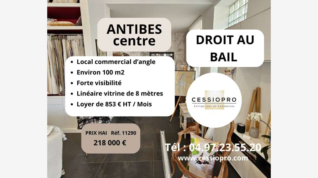 Local commercial d'angle 100m² à Antibes Centre