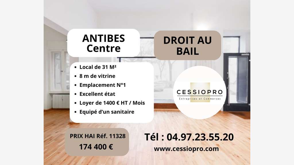 D.A.B , local 31m², 8 m de vitrine Antibes Centre 