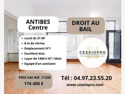 D.A.B , local 31m², 8 m de vitrine Antibes Centre 