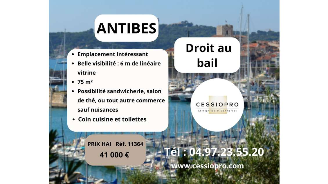 Antibes, D.A.B, emplacement, 6 m linéaire vitrine.