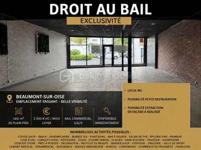 Cession bail local commercial 160m² Beaumont-Oise