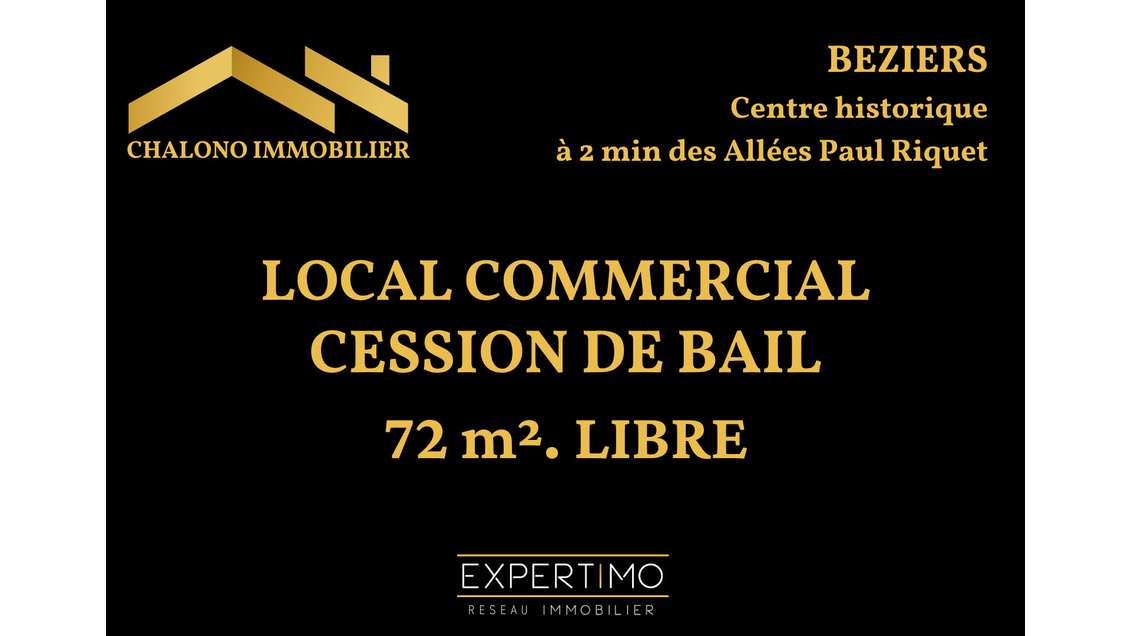 Cession de bail local commercial 72m² à Béziers