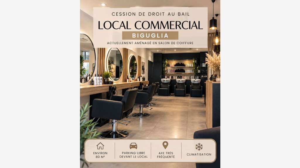 Cession droit au bail salon de coiffure à Biguglia