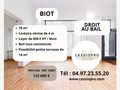 droit au bail 70m² emplacement idéal à Biot