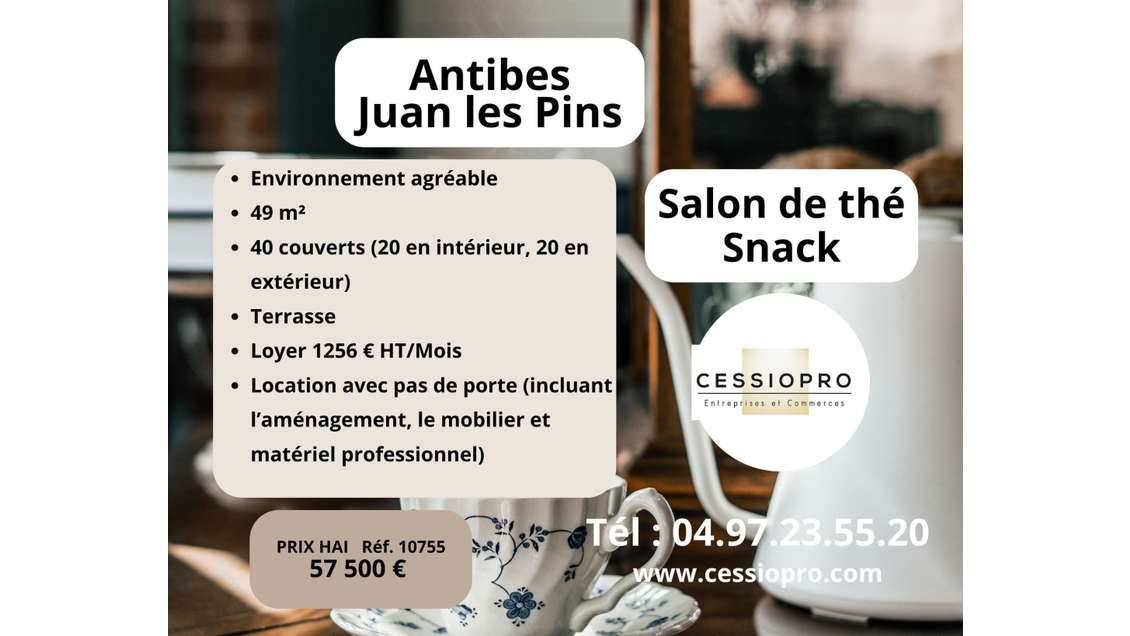 Cède salon de thé snack emplt agréable Antibes