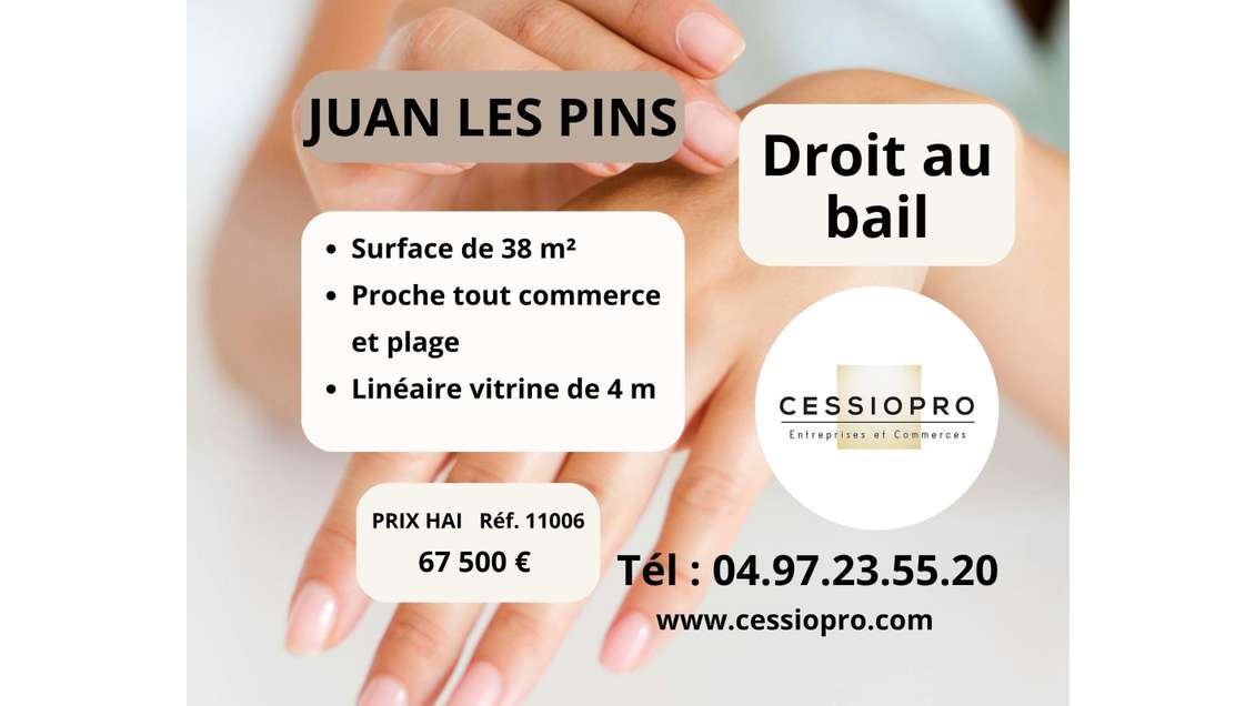 Droit au bail local 38m² prox plage Juan les Pins