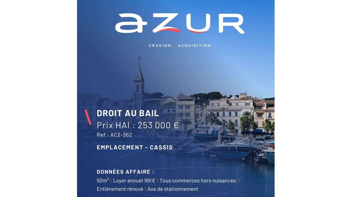 VENTE Droit au bail local 50m² à Cassis