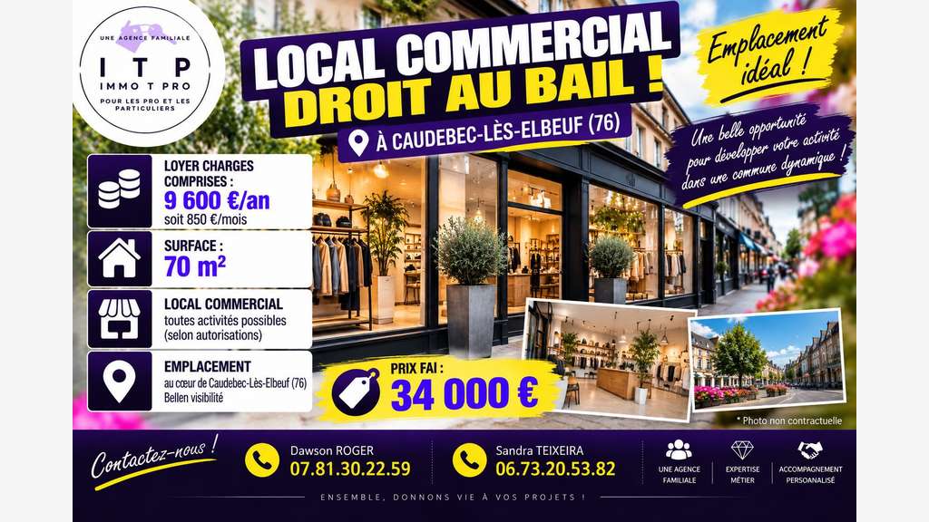 Superbe opportunité DAB local 70m² à Caudebec