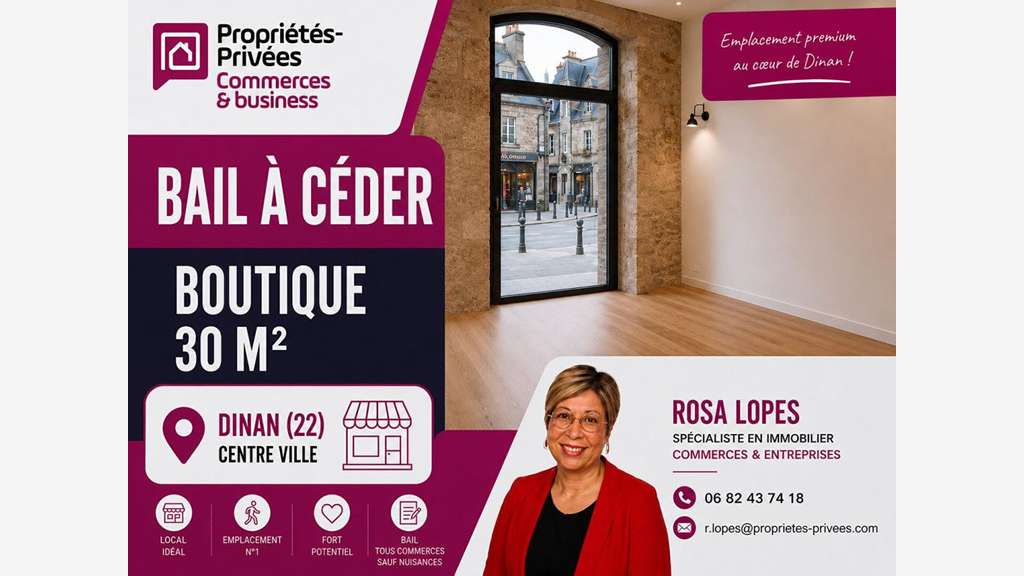 Cession de bail local commercial 35m² Dinan 22100