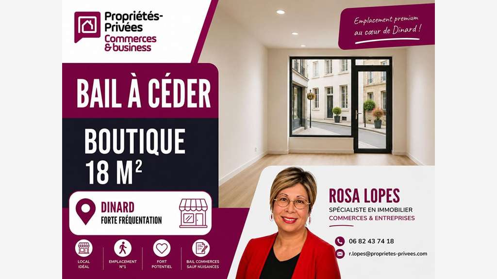 Cède local commercial de 18m² proche casino Dinard