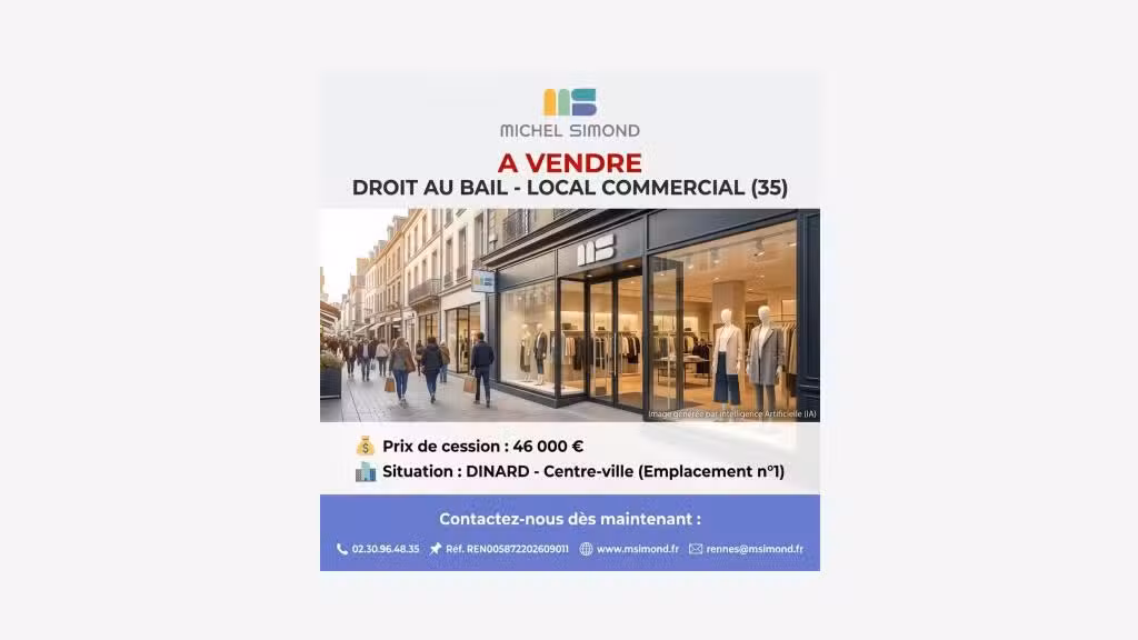 Cède bail boutique 30m² à Dinard Côte d'Emeraude