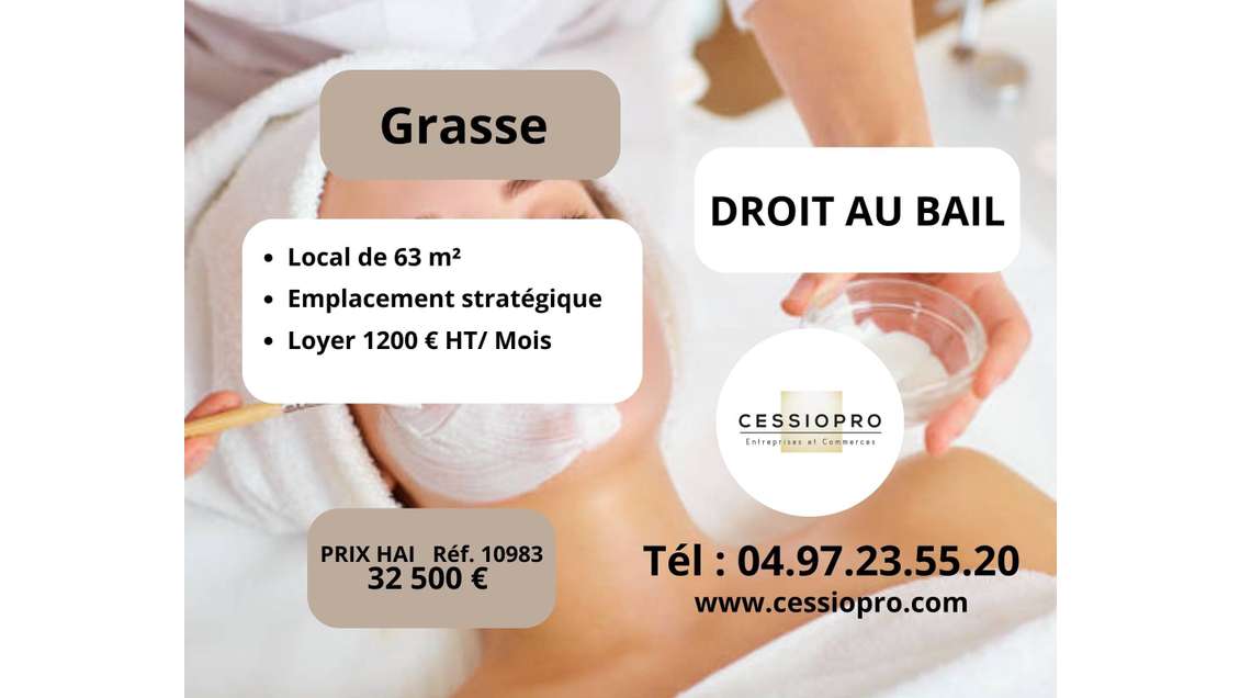 Droit au bail boutique 63m² centre ville de Grasse