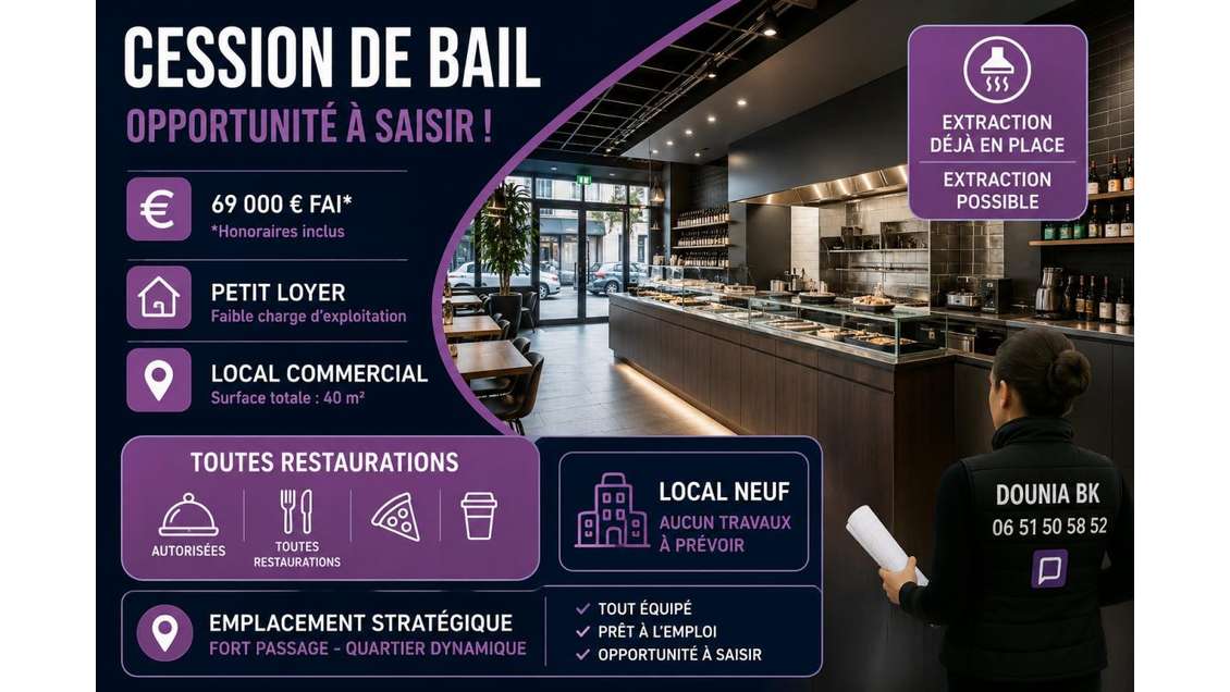 Droit au bail local neuf 40m² à Lamorlaye