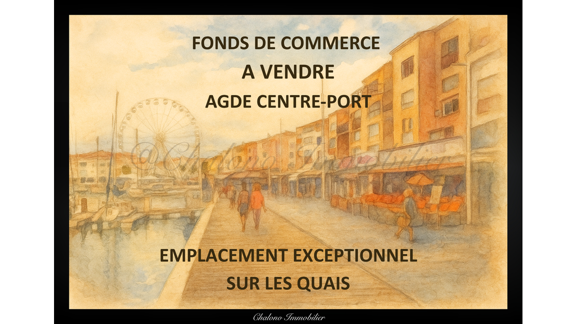 Cède bail de 80m² le Cap d'Agde centre port