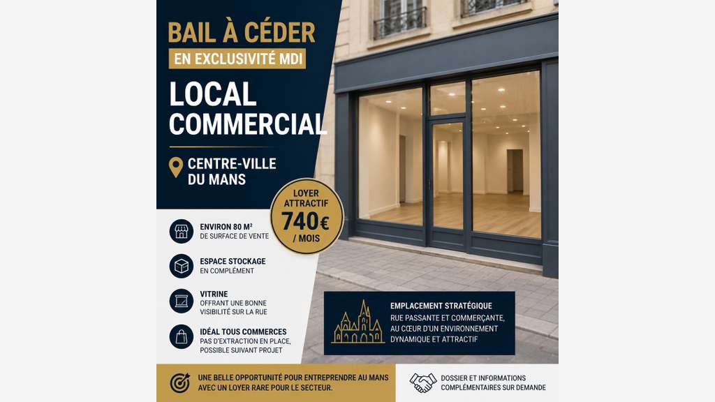 DAB local commercial 80m² en centre-ville du Mans