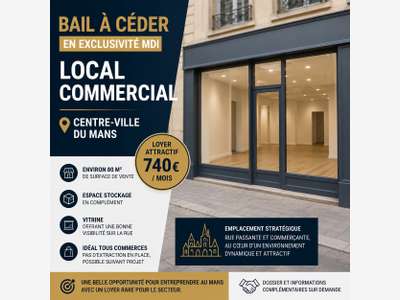 DAB local commercial 80m² en centre-ville du Mans
