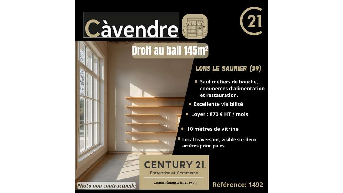 Cession droit au bail 126m² à Lons-le-Saunier