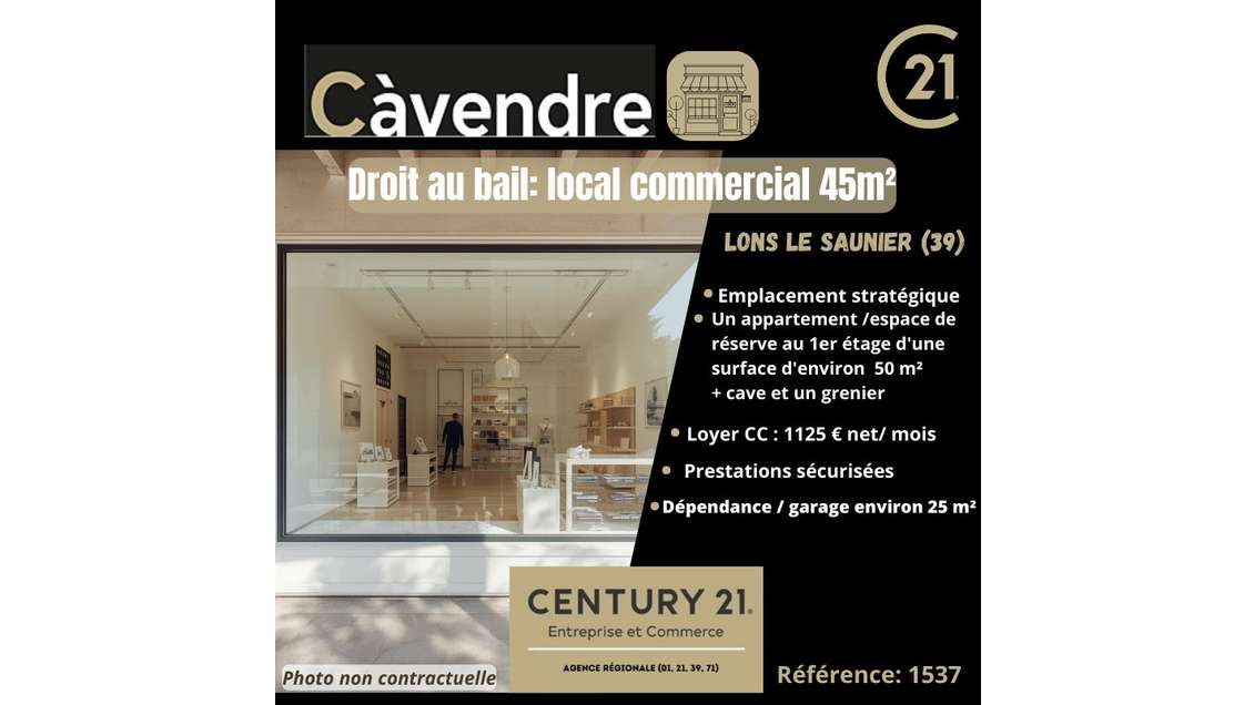 Cession de droit au bail au centre ville de Lons