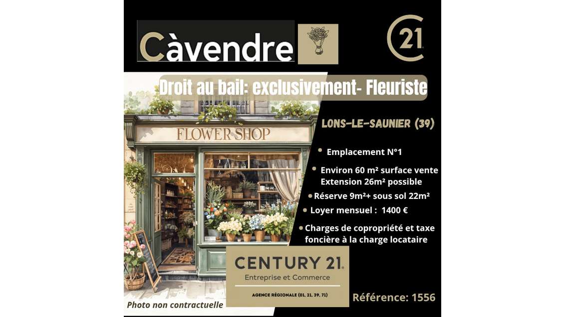 Cession pas de porte 110m² au centre ville de Lons