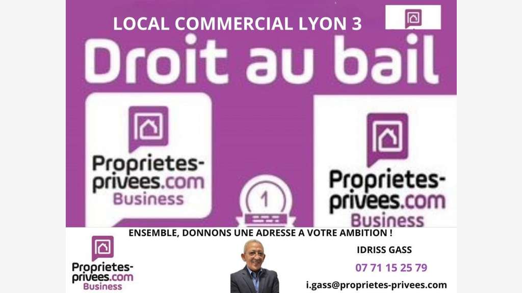Local commercial 40m² empl dynamique à Lyon 3e