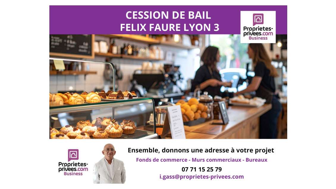 Cession de bail pâtisserie de 55m² à Lyon 69003