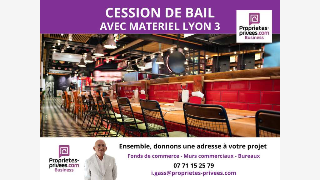 Cession de droit au bail local 110m² à Lyon 3e