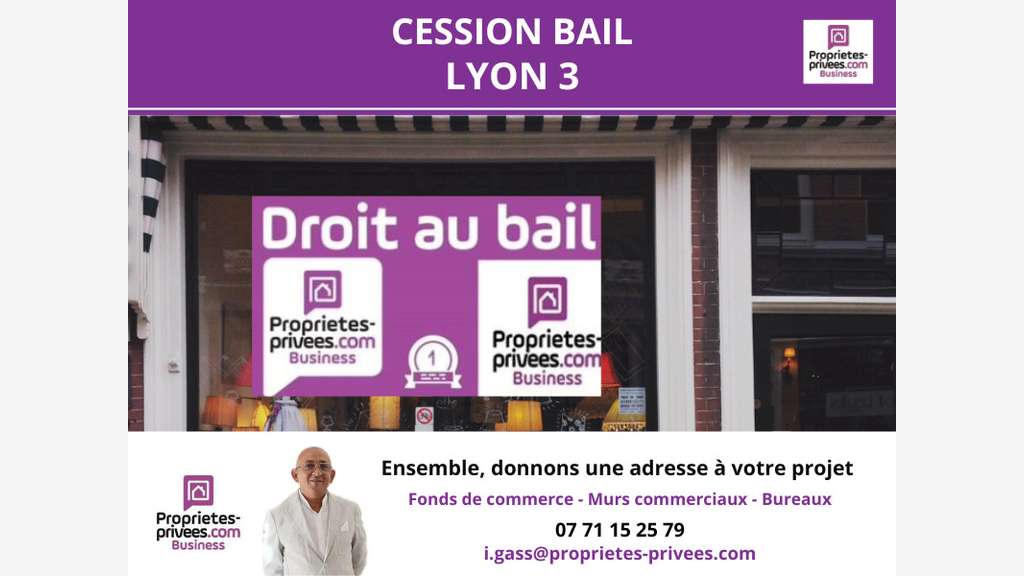 Cède local commercial 50m² axe passant Lyon 69003