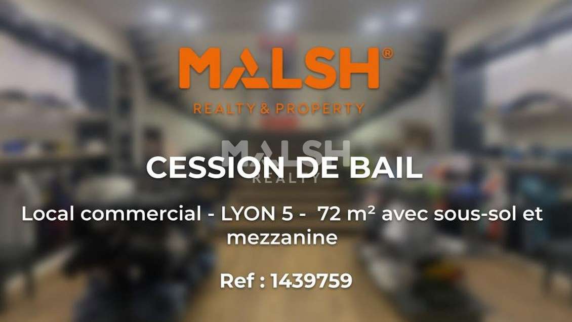 Cession droit au bail local 72m² à Lyon 5e