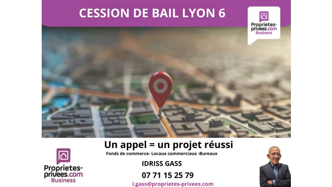 Cession de bail local commercial 90m² à Lyon 6e