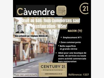 Cession de bail local commercial 185m² à Macon 