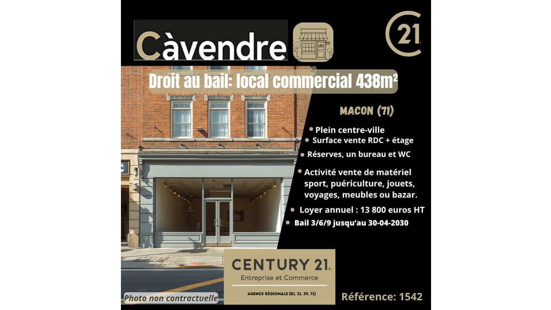 Cession de bail Macon 438 m2