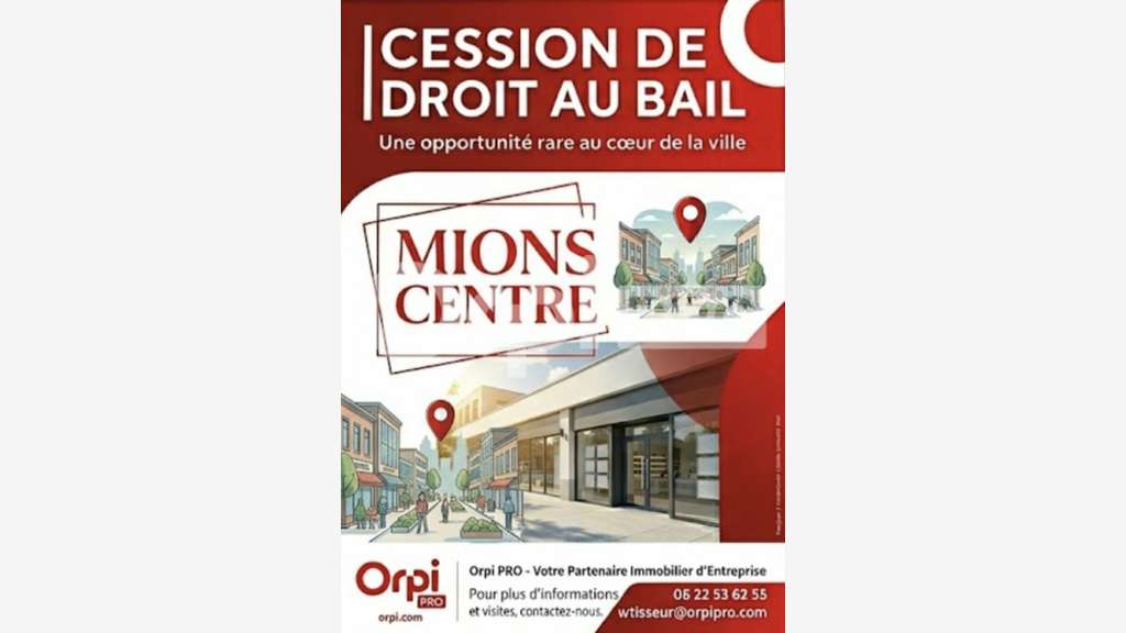 Local commercial lumineux 62m² à Mions centre