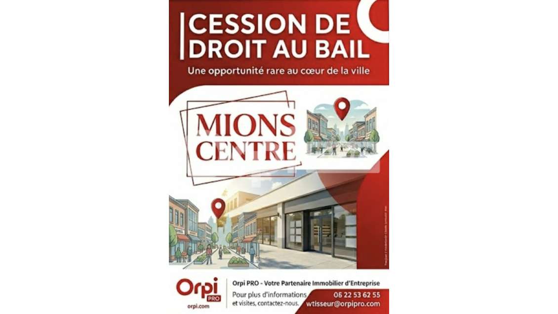 Local commercial lumineux 62m² à Mions centre