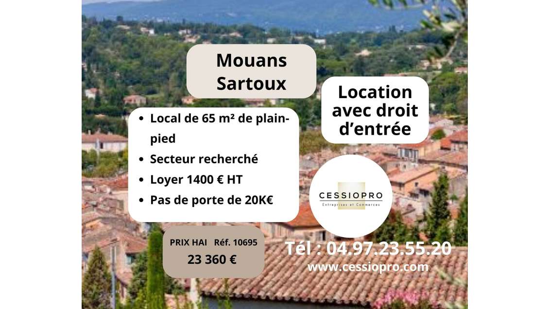 Location droit entrée local 65m² à Mouans-Sartoux