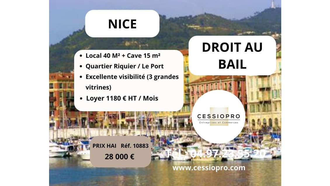 Droit au bail local 40m² à Nice Riquier / Le Port