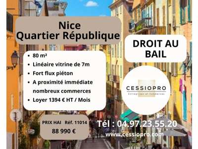 Cession droit au bail Locaux commerciaux - Boutiques à Nice