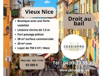 Cession droit au bail Locaux commerciaux - Boutiques à Nice